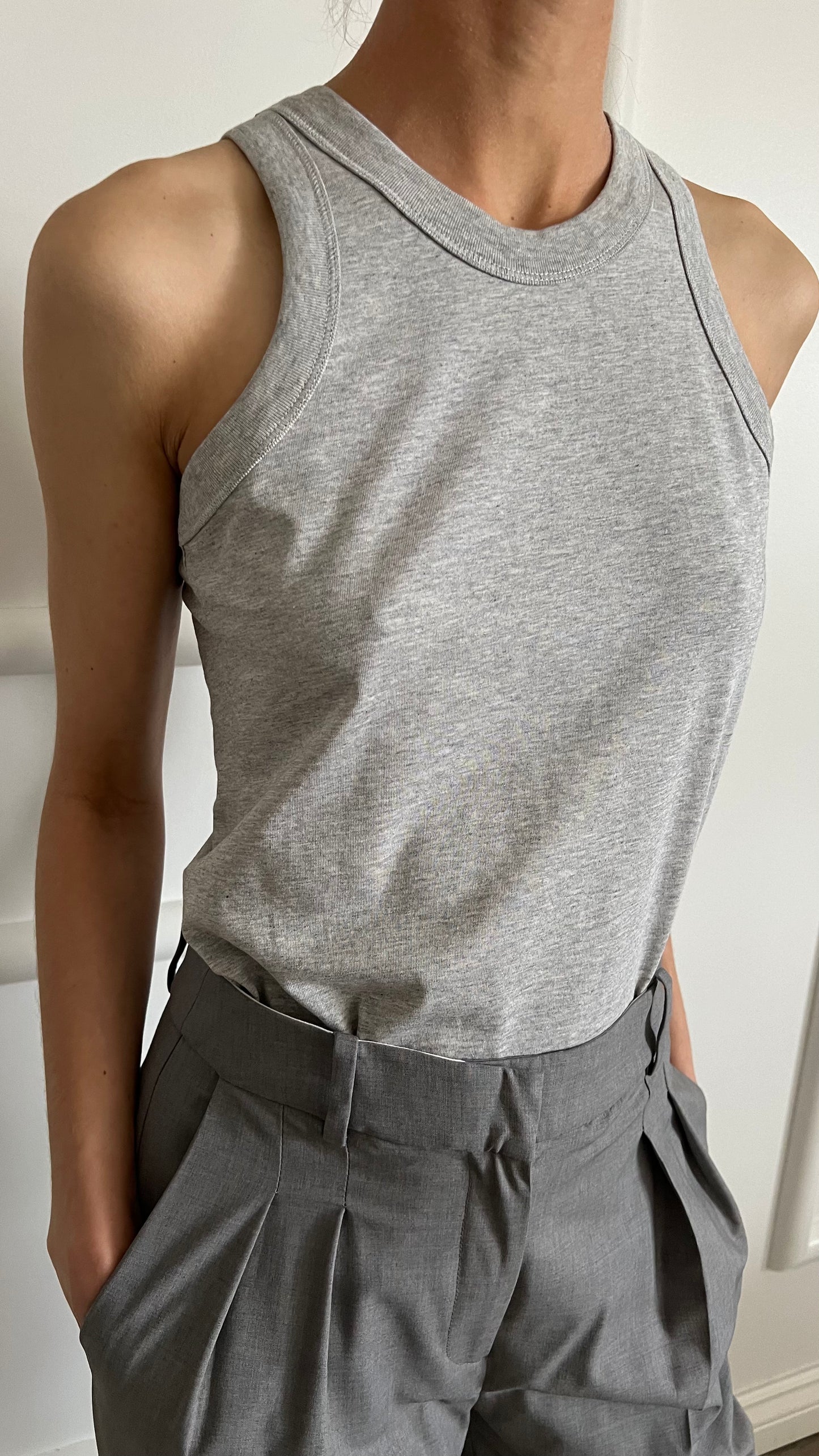POSO Organic Cotton Tank - Grey Melange