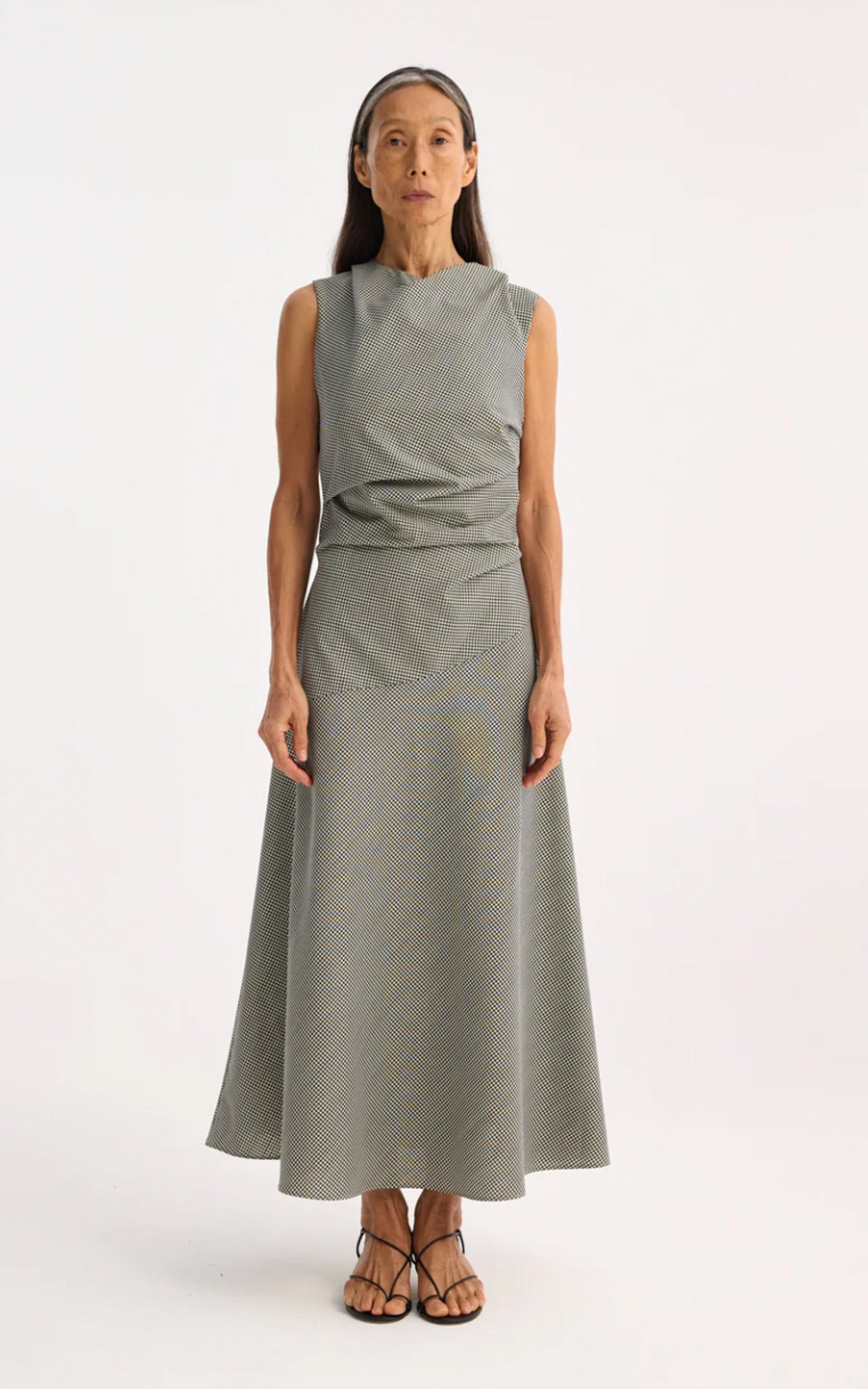 Sleeveless TWISTED Mini-Check Dress