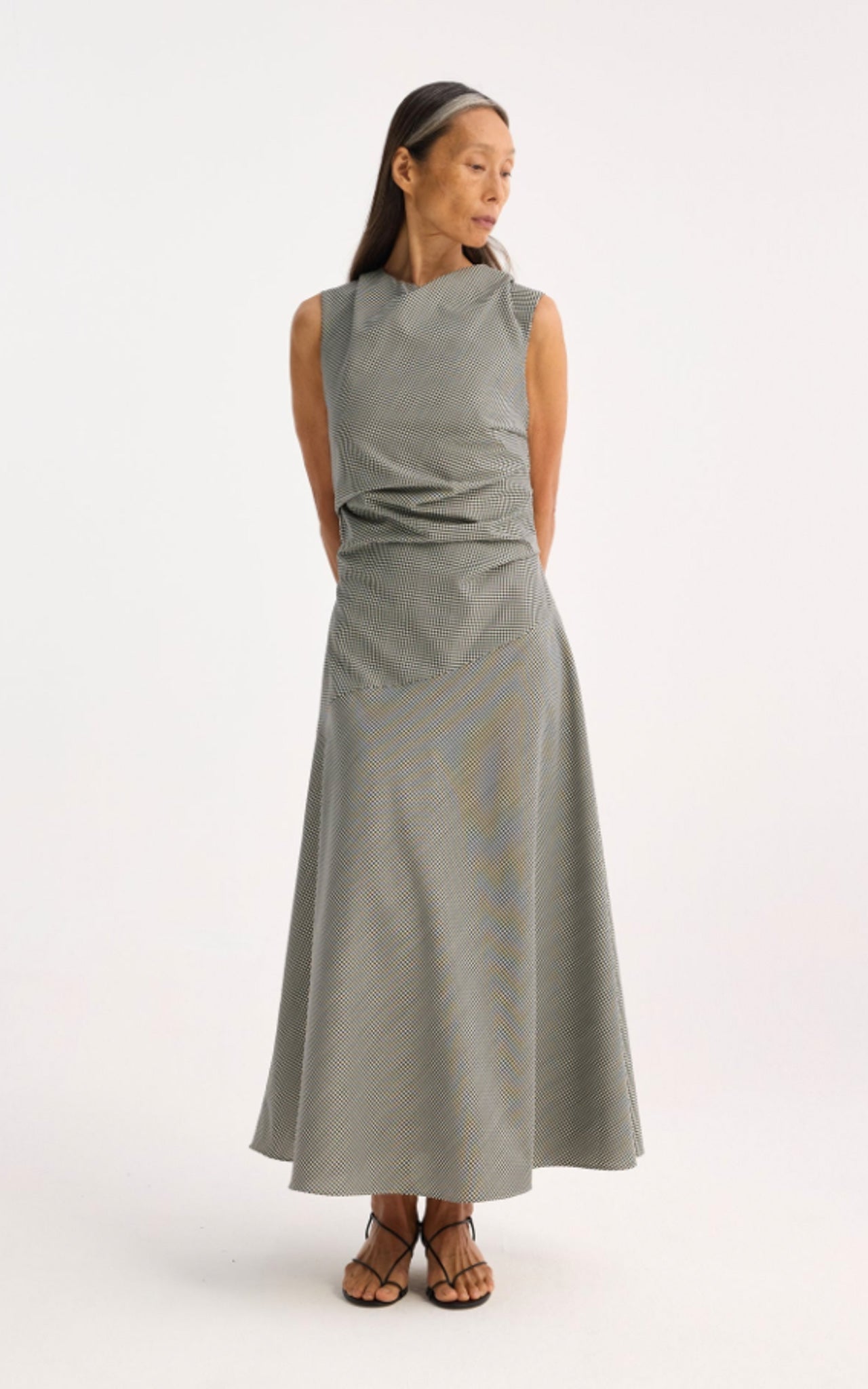 Sleeveless TWISTED Mini-Check Dress