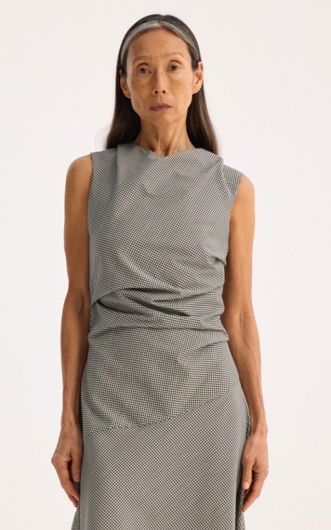 Sleeveless TWISTED Mini-Check Dress