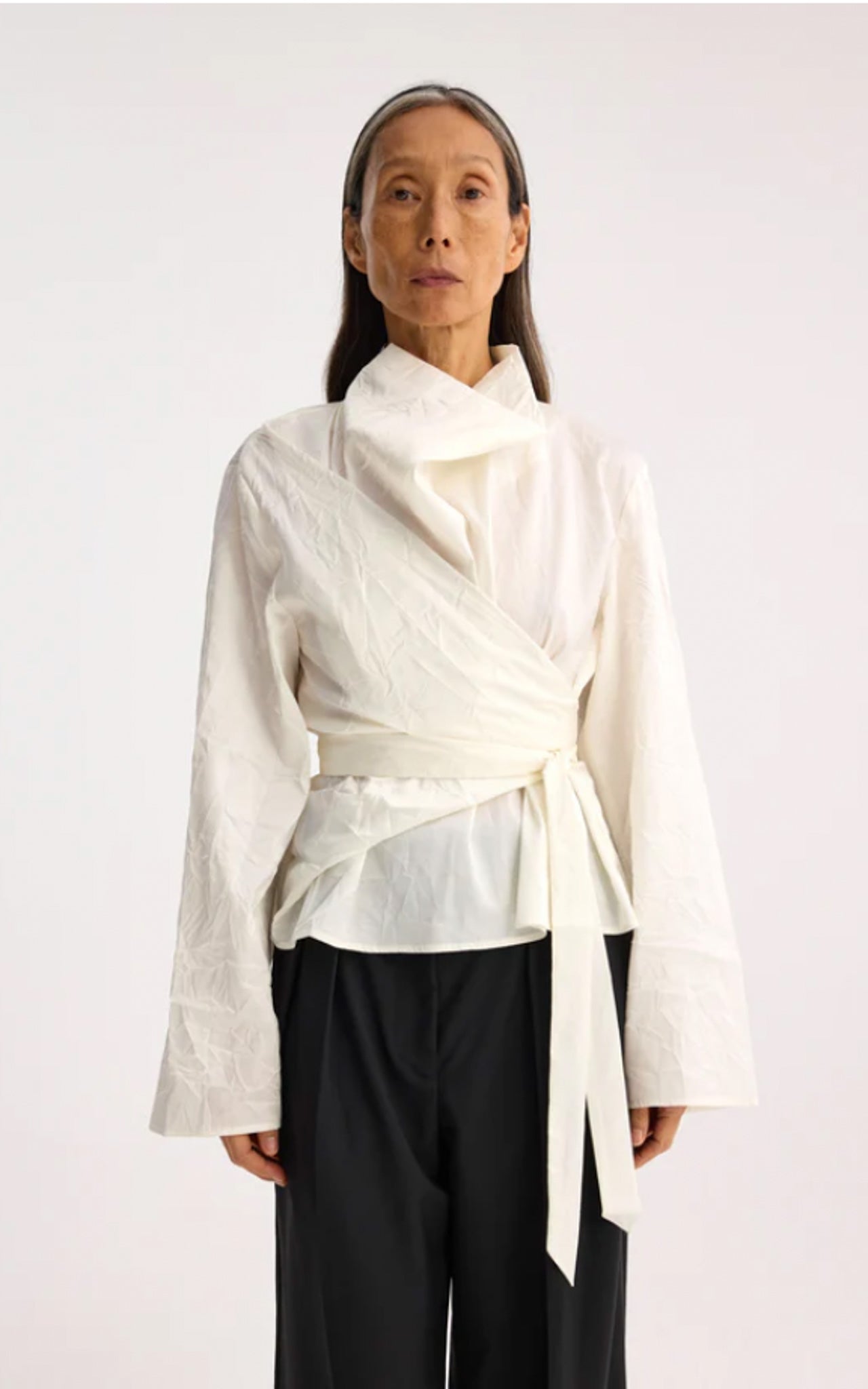 CRUSHED Satin Top - Cream