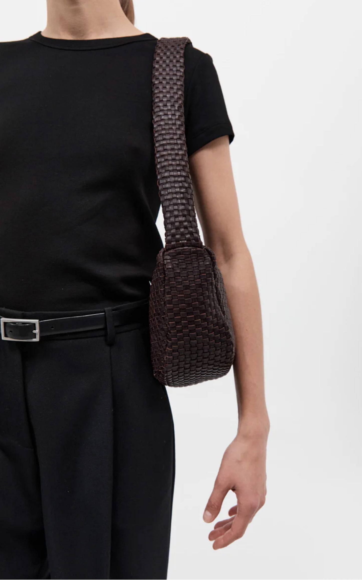 Woven CRESCENT Bag - Chocolate