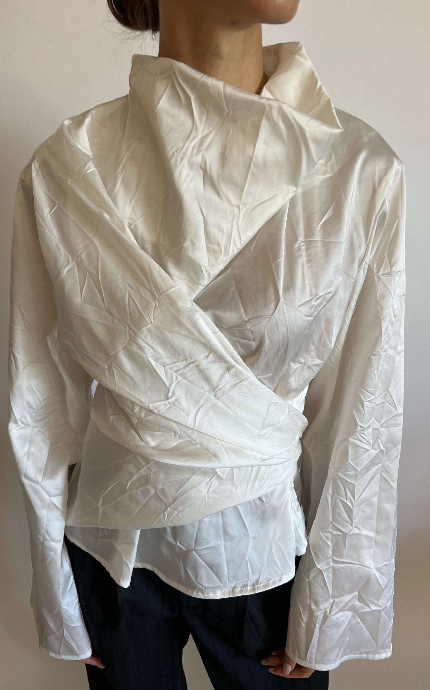 Crushed satin top