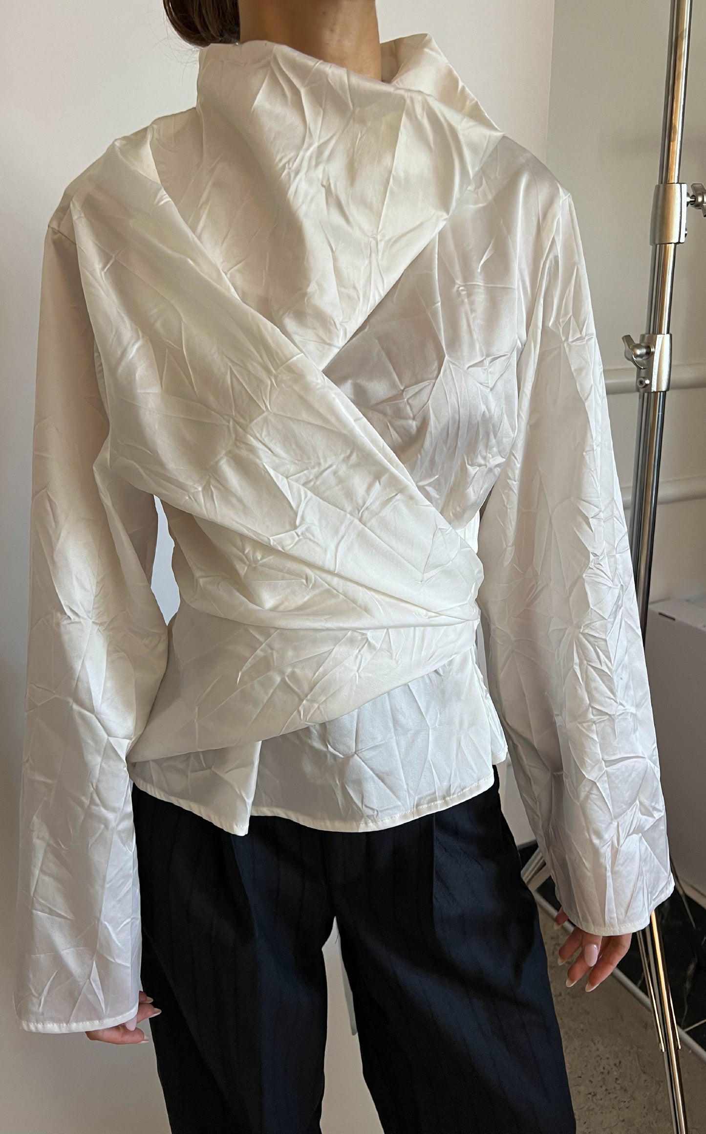 Crushed satin top