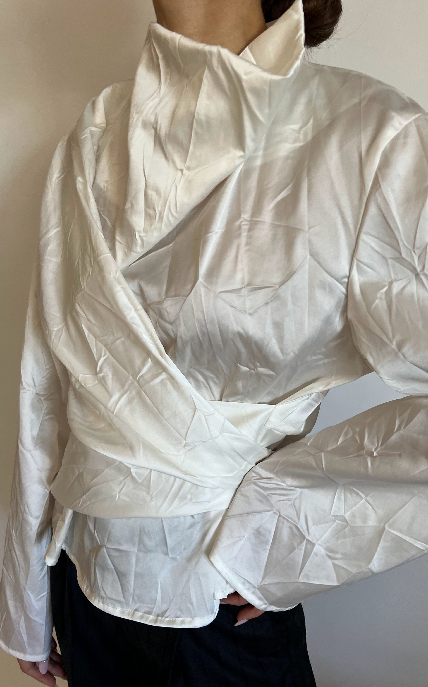 Crushed satin top