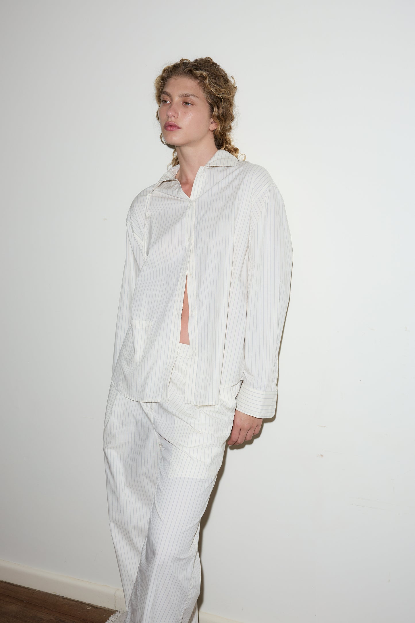 Twin BUTTON Pant - Pinstripe Cream