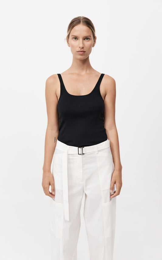 ORGANIC Cotton Slim Scoop Tank - Jet Black