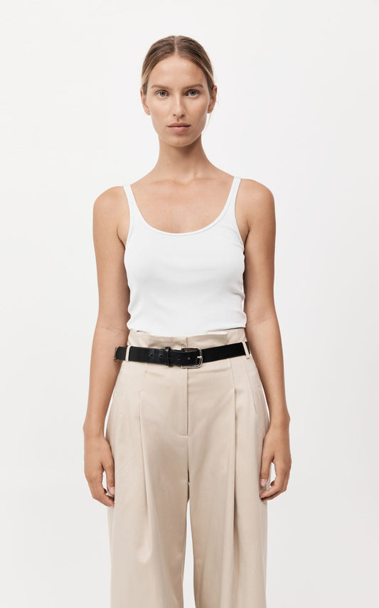 ORGANIC Cotton Slim Scoop Tank - White