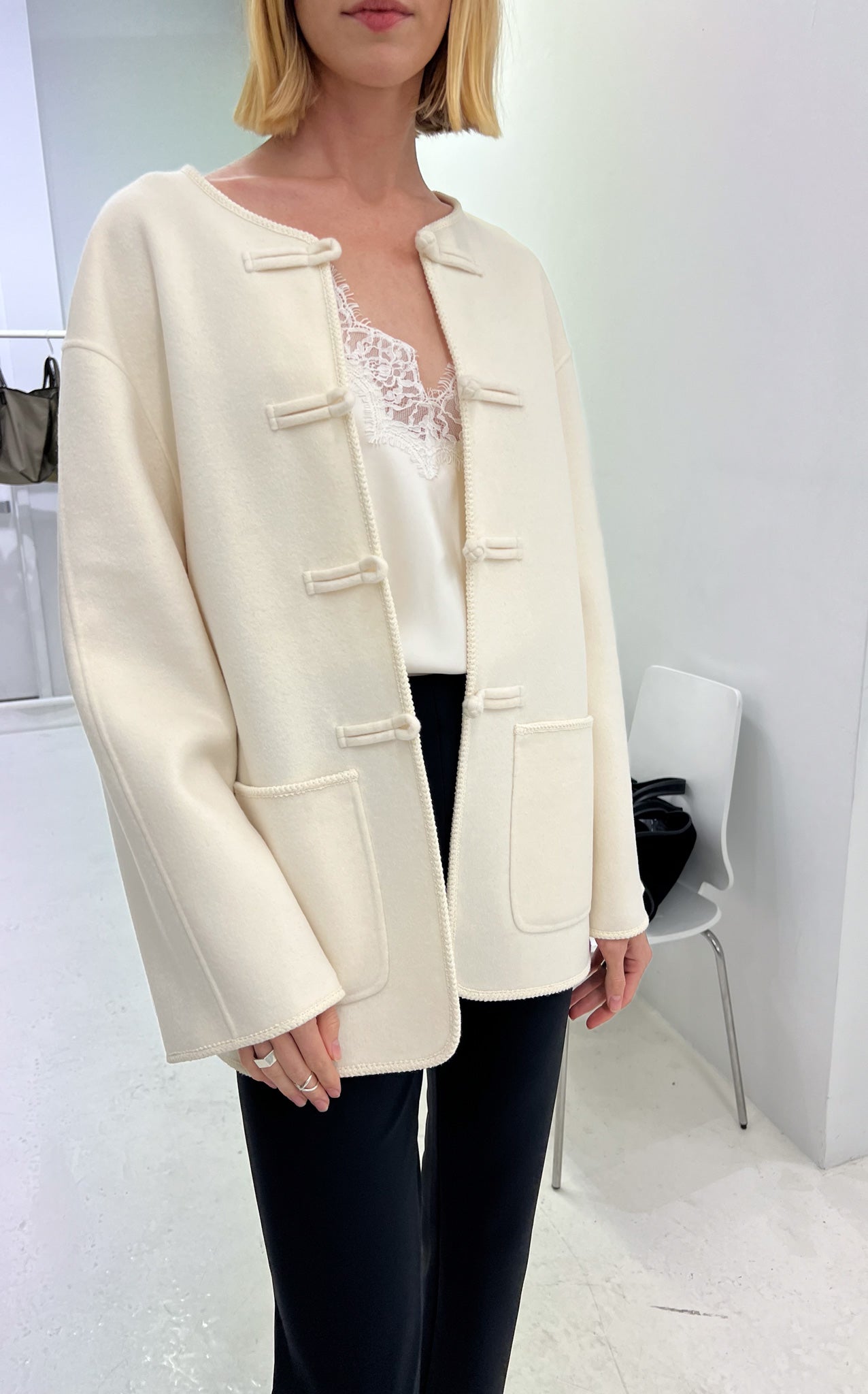 MANDARIN Double-Faced Wool Jacket - Off White