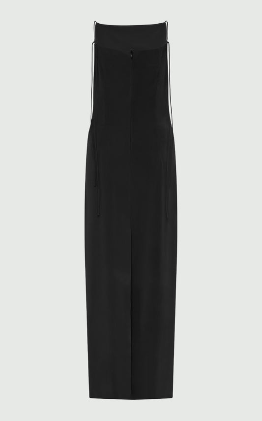 Black Silk TUCK Dress