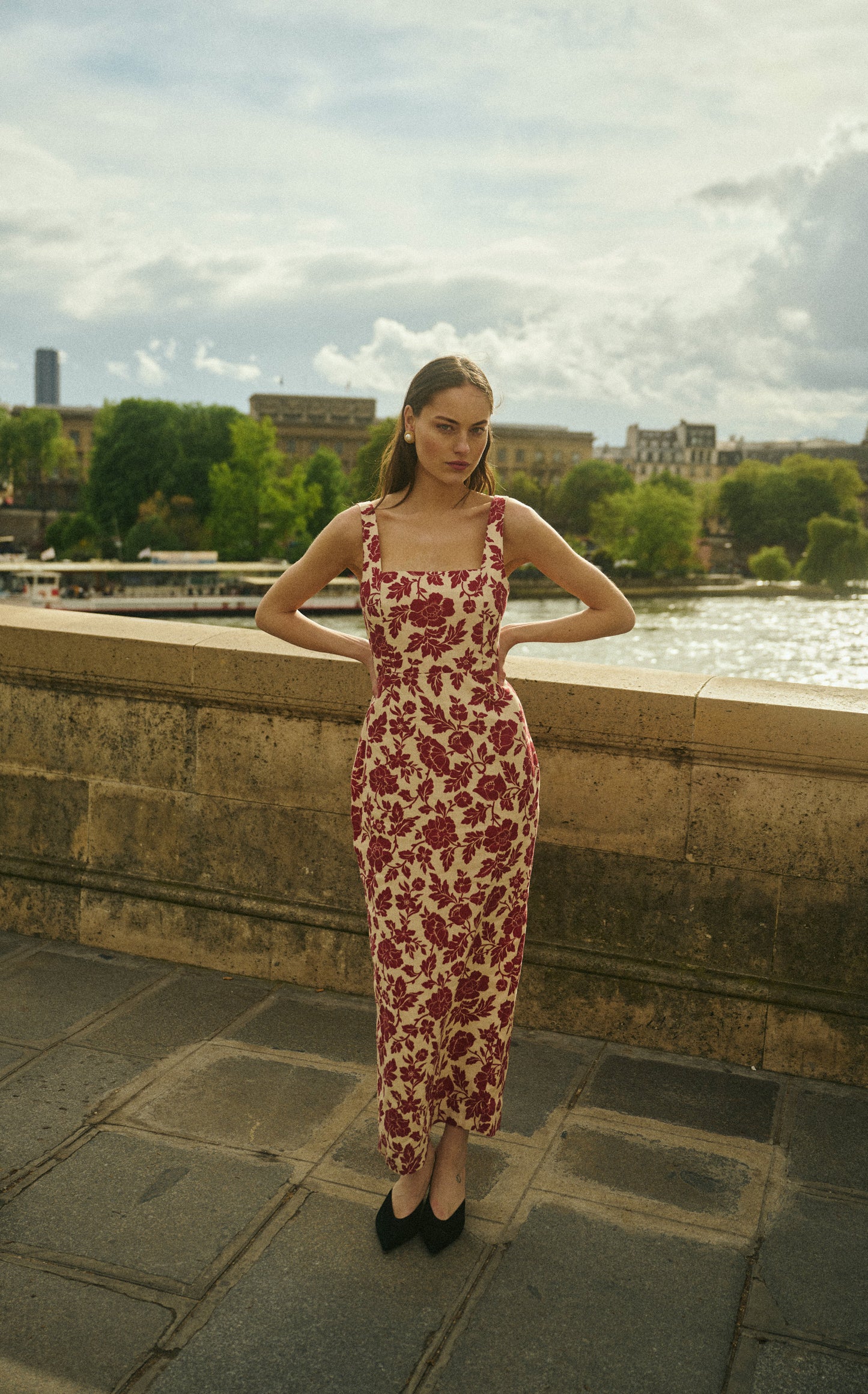 SKYLA Column Dress - Deep Red